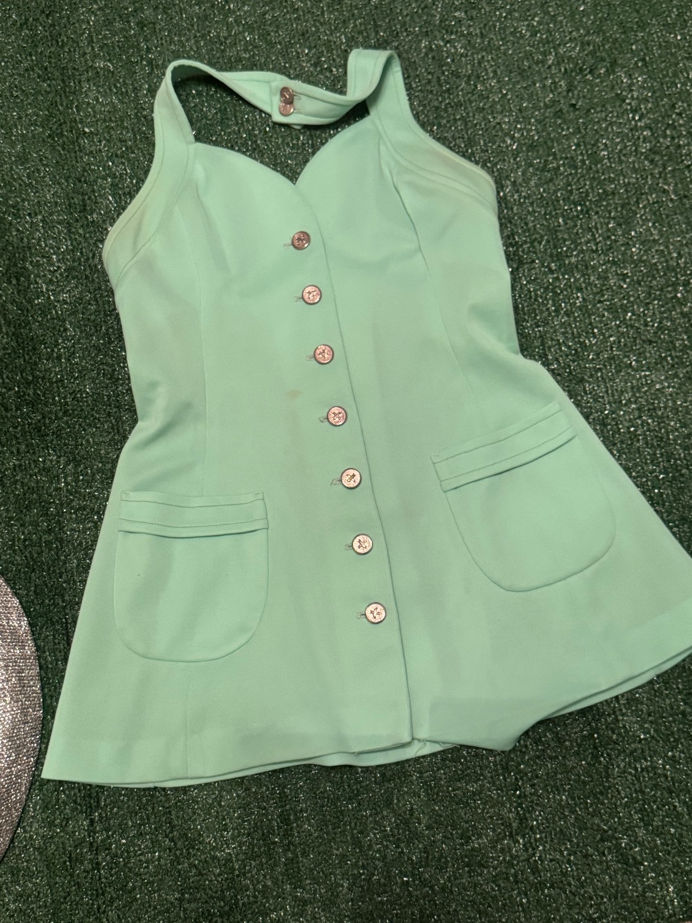 Vtg Topseed Mint Halter tennis dress